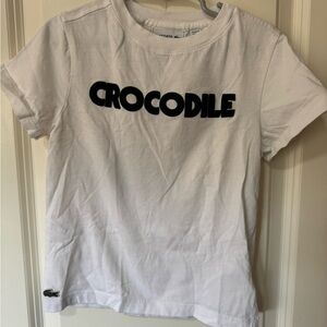 Lacoste Kids White Tee with Green Logo